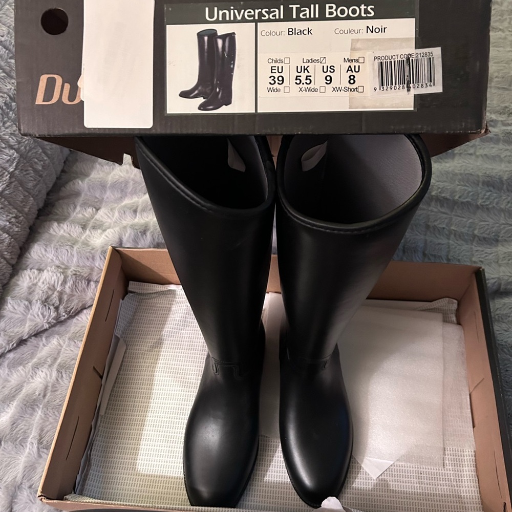 Dublin Universal Tall Riding Boots – Black Equestrian Boots, Size EU 39 / US‎ 9